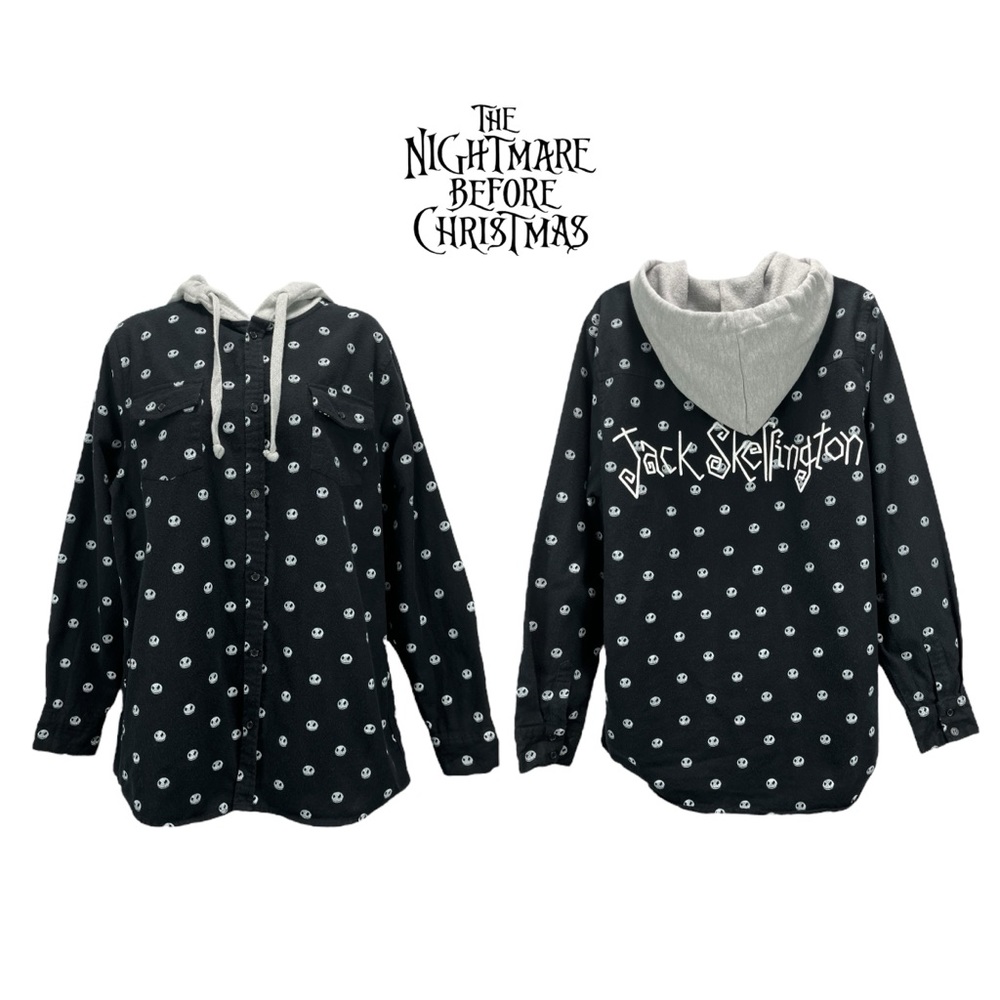 Disney Nightmare Before Christmas Jack Skellington Hooded Button Down Unisex Med